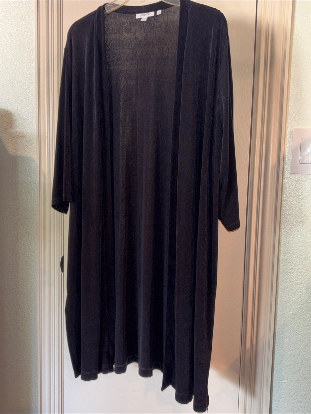 Chico's Black Open-Front Long Duster Blazer